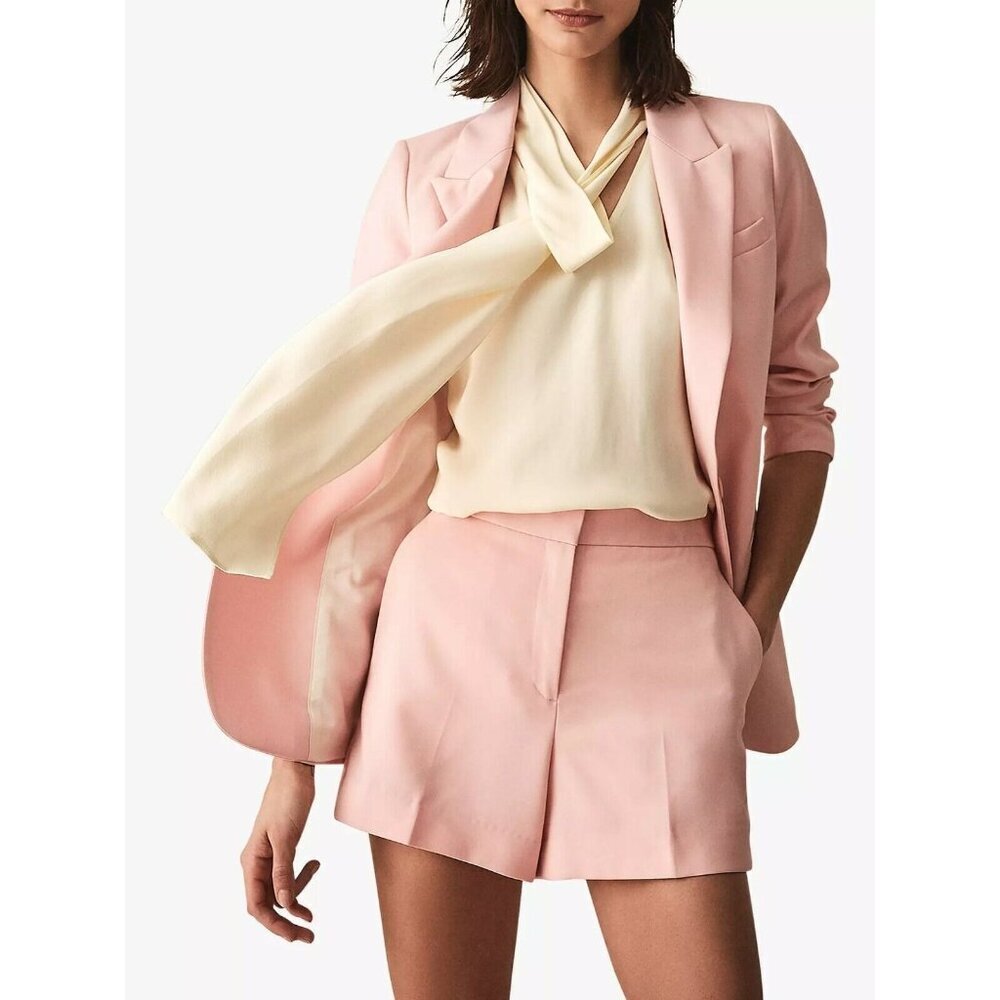 Reiss Top Lula Tie Neck Sleeveless Blouse career Top in Ivory SZ 4 NWT